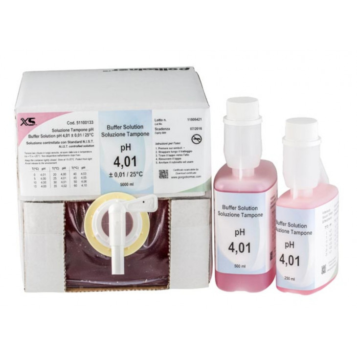 SOLUTION TAMPON PH 4,01 (25'C) ROUGE CERTIFIEE NIST - 5L