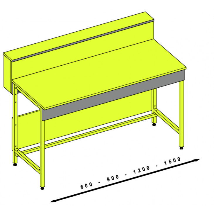 PAILLASSE AVEC DOSSERET L=600 PROF=750 MM STRATIFIEE