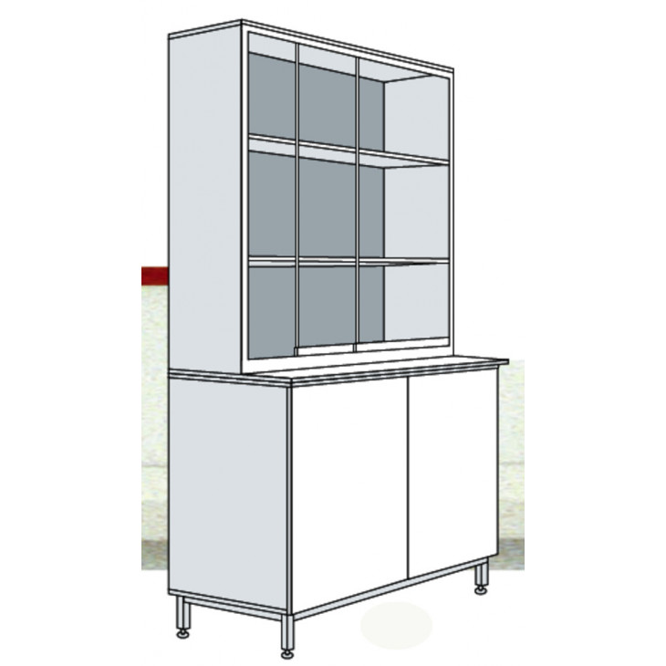 ARMOIRE VITRINE HAUT VITRE/BAS PLEIN L=1200 X H=2000 MM