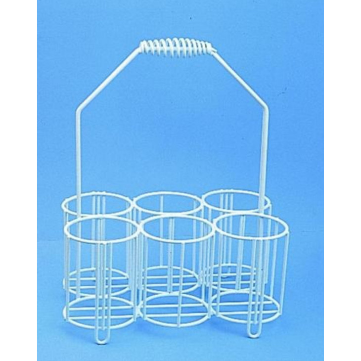PORTE-FLACONS EN METAL REVETU PE BLANC POUR 10 FLACONS DE 1L