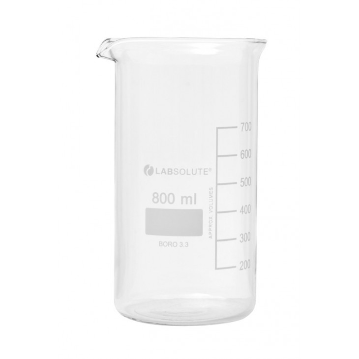 BECHER A BEC FORME HAUTE VERRE BOROSILICATE GRADUE 800ML X10