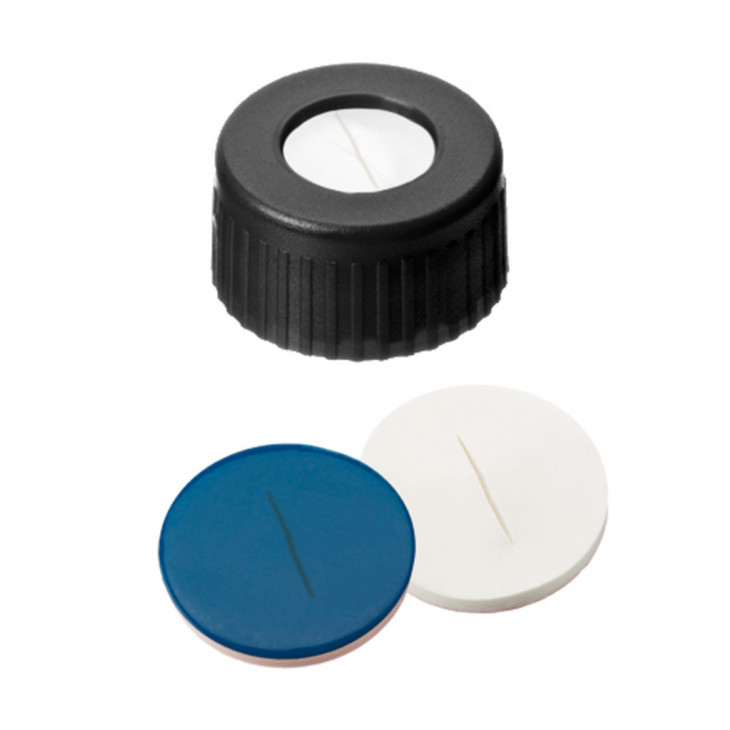 BOUCHON A VIS PP NOIR 1 TROU DN9 SILICONE/PTFE FENDU - X100