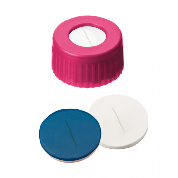 BOUCHON A VIS PP ROSE 1 TROU DN9 SILICONE/PTFE FENDU - X100