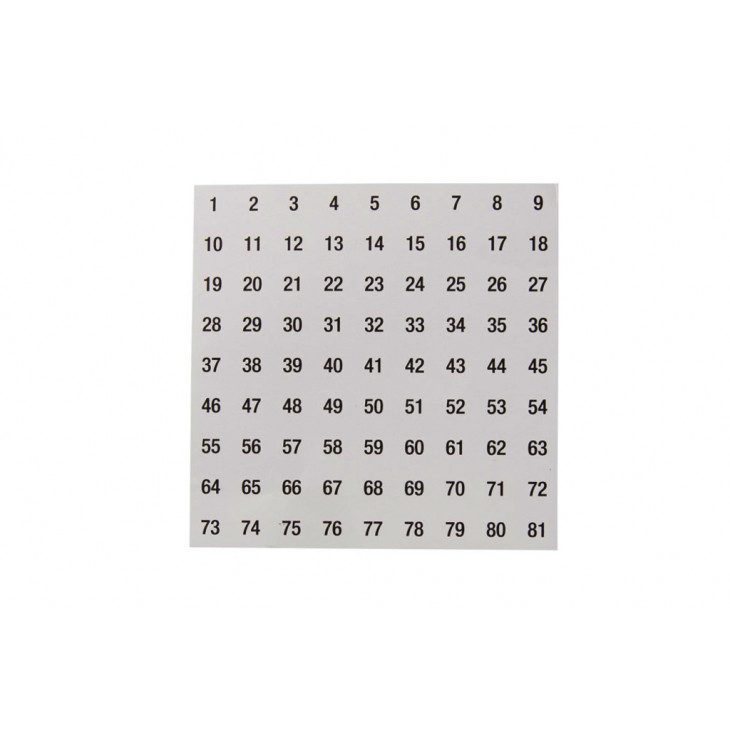 CARTE DE NUMEROTATION POUR CRYOBOITE GRILLE 9X9 - X10