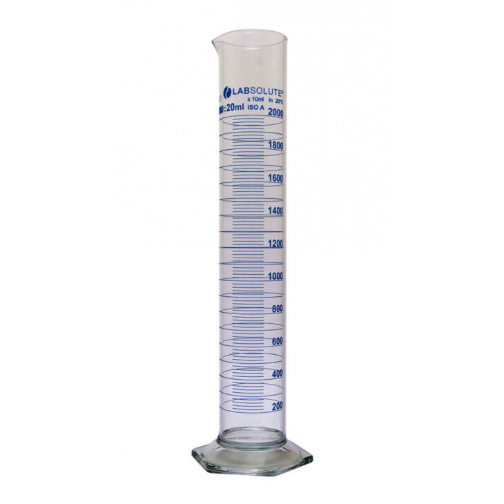 EPROUVETTE GRADUEE BLEU FORME HAUTE EN VERRE BORO.CL.A 2L