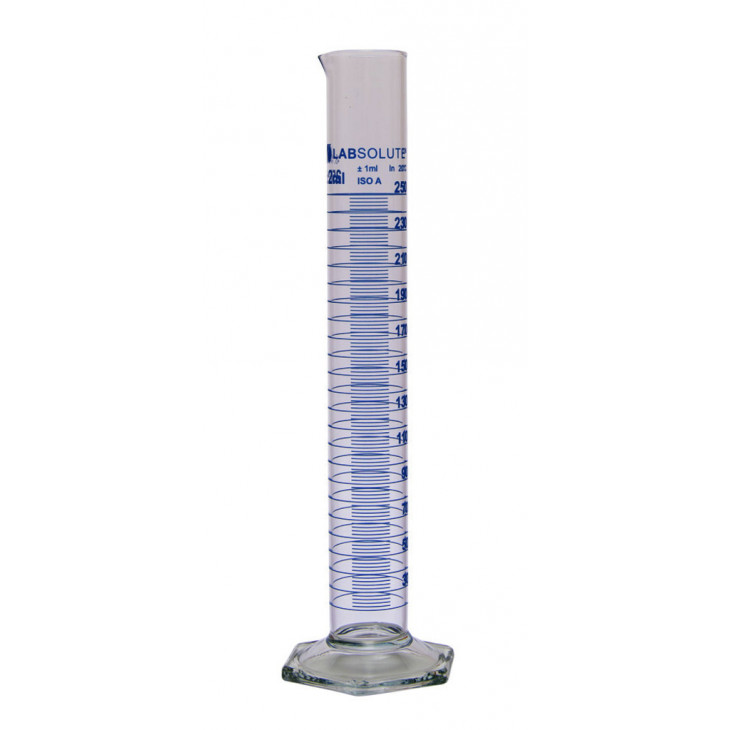 EPROUVETTE GRADUEE BLEU FORME HAUTE EN VERRE BORO.CL.A 250ML