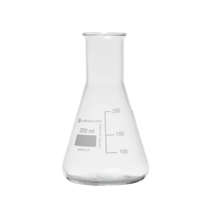 FIOLE CONIQUE A COL ETROIT GRADUEE CAP.200ML - PACK DE 10