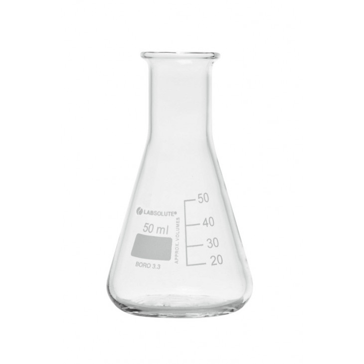 FIOLE CONIQUE A COL ETROIT GRADUEE CAP.50ML - PACK DE 10