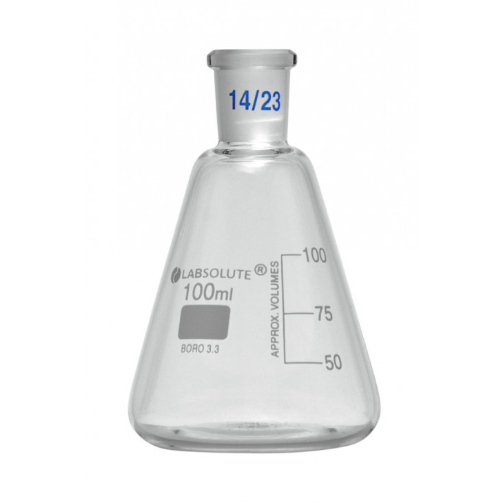 FIOLE CONIQUE VERRE GRADUE COL RODE 14/23 CAP.100ML