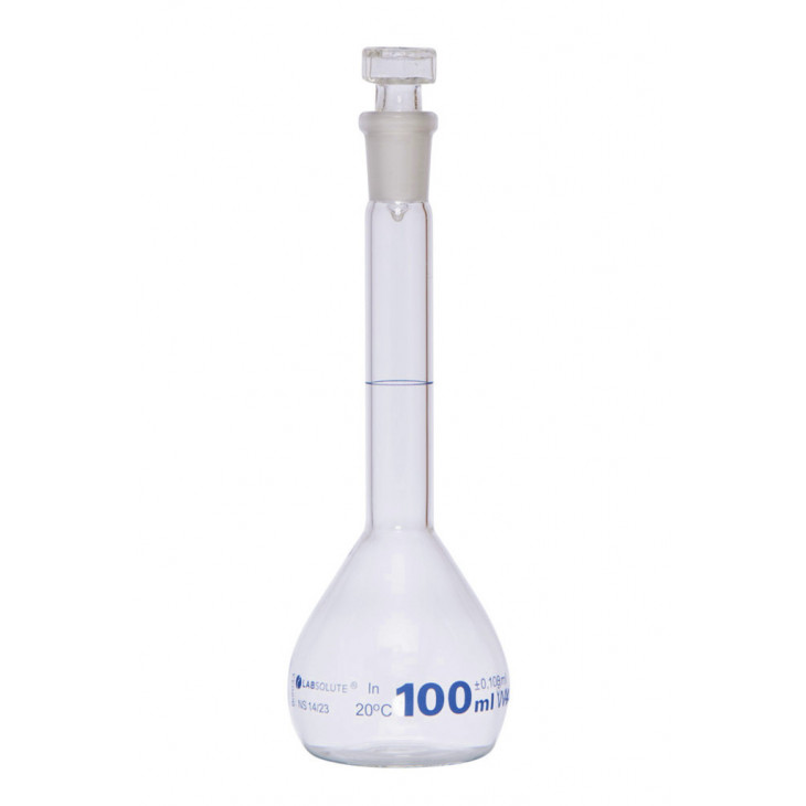 FIOLE JAUGEE BOUCHEE EN VERRE BORO. CN14/23 100ML