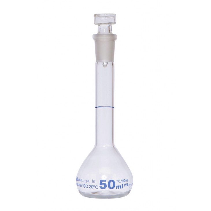 FIOLE JAUGEE BOUCHEE EN VERRE BORO. CN14/23 50ML