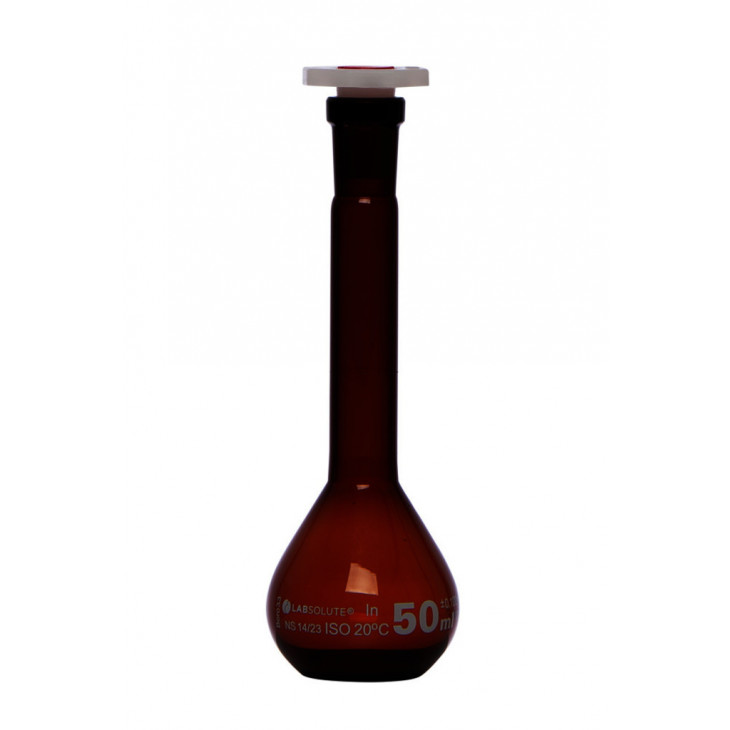 FIOLE JAUGEE VERRE BRUN CL.A BOUCHON PE CN14/23 50ML - X2