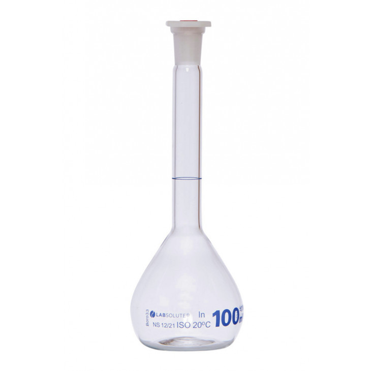 FIOLE JAUGEE VERRE CLAIR CL.A BOUCHON EN PE CN12/21 100ML