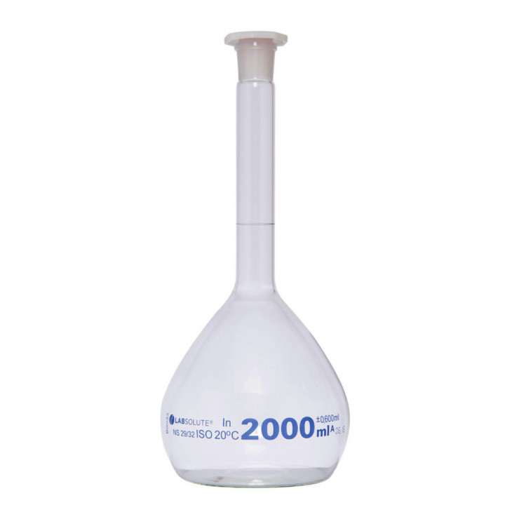 FIOLE JAUGEE VERRE CLAIR CL.A BOUCHON EN PE CN29/32 2L