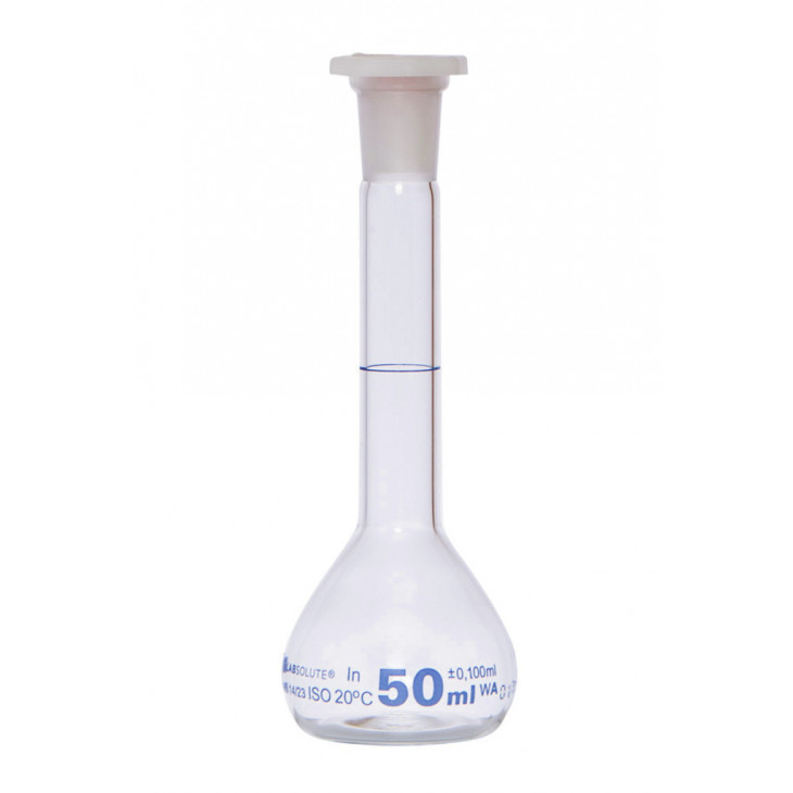 FIOLE JAUGEE VERRE CLAIR CL.A BOUCHON EN PE CN14/23 50ML