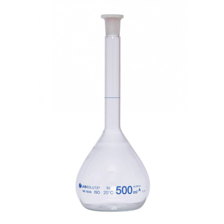 FIOLE JAUGEE VERRE CLAIR CL.A BOUCHON EN PE CN19/26 500ML