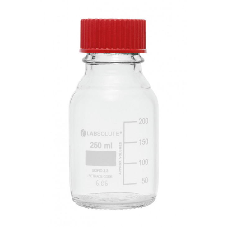 FLACON VERRE CLAIR GL45 BOUCH/ BAGUE PBT + JOINT PTFE 1L X10