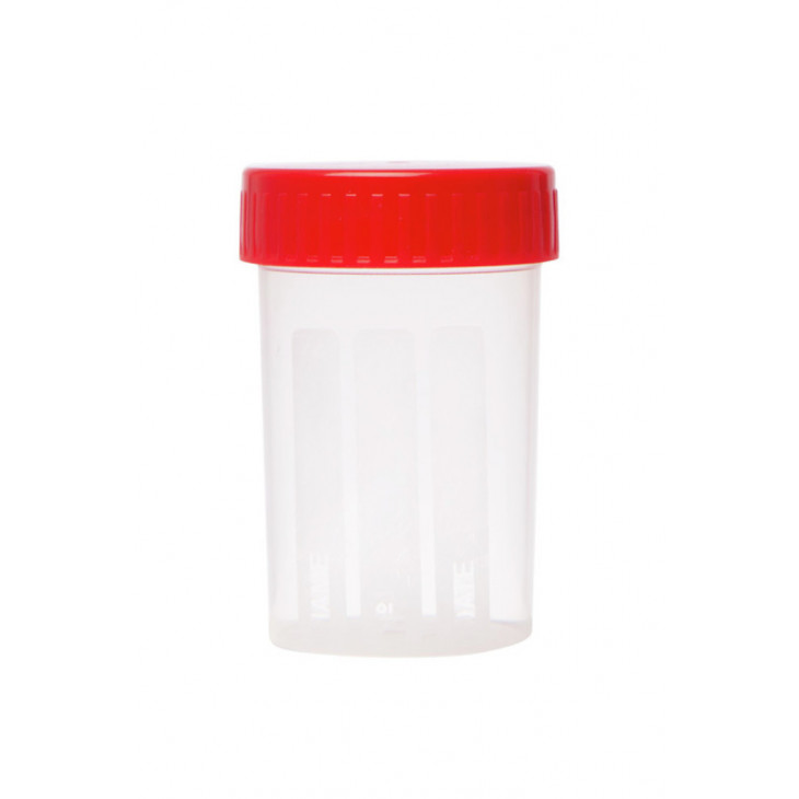 POT EN PP GRADUE NON STERILE BOUCHON A VIS ROUGE 120ML X500