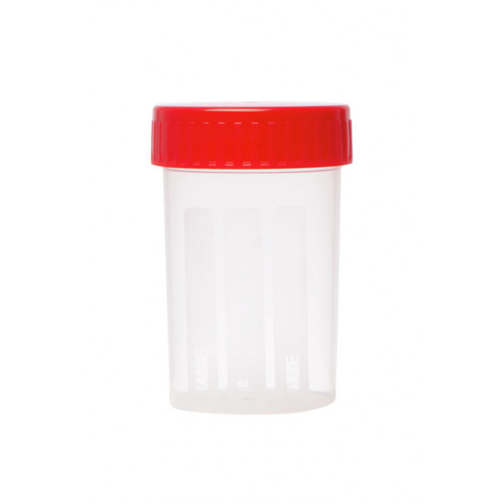 POT EN PP NON GRADUE STERILE BOUCHON A VIS ROUGE 200ML X150