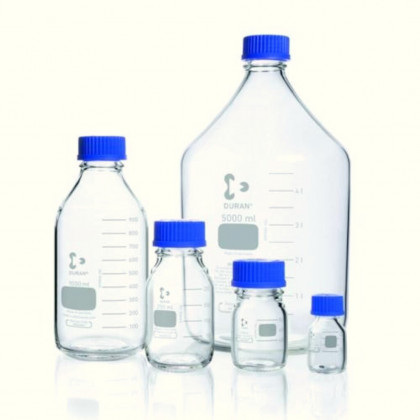 FLACON CLAIR 1L VERRE DURAN GL 45 AVEC BOUCHON/BAGUE