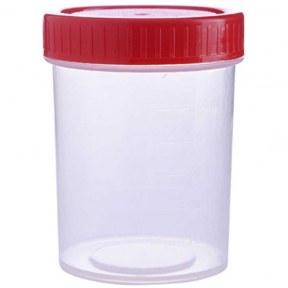 POT D'ECHANTILLONAGE ASEPTIQUE 200ML - BOUCHON ROUGE - X 150