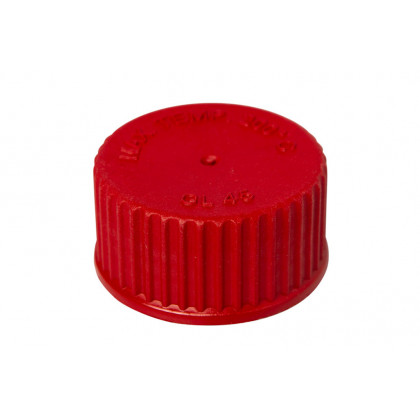 BOUCHON A VIS GL45 PBT ROUGE AVEC JOINT PTFE