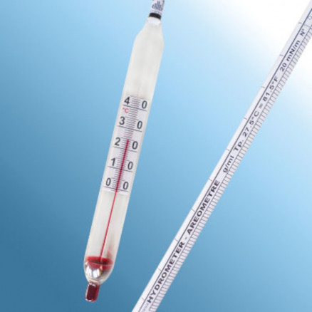 Alcoomètre standard avec thermomètre, Densité