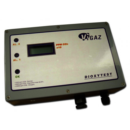 DETECTEUR DE CO2 DIOXYTEST 0/1% CO2 EN 10 PPM +2 A +40'C