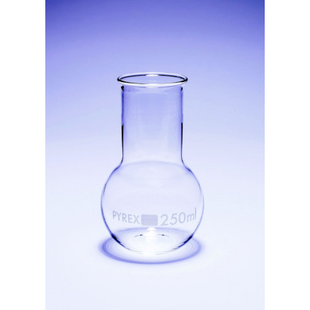 BALLON FOND PLAT COL ETROIT EN VERRE BOROSILICATE