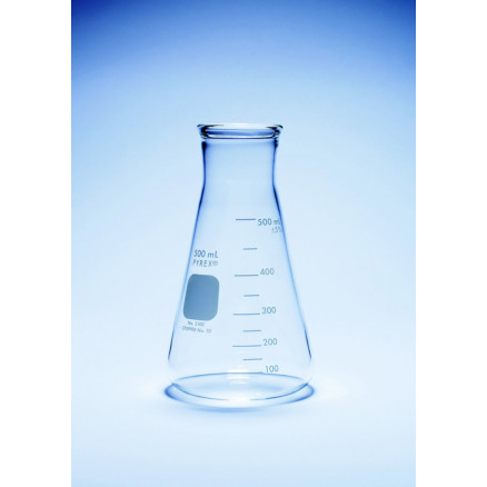 Erlenmeyer gradué 500 ml en verre Pyrex, col étroit, à usage intensif -  Matériel de laboratoire