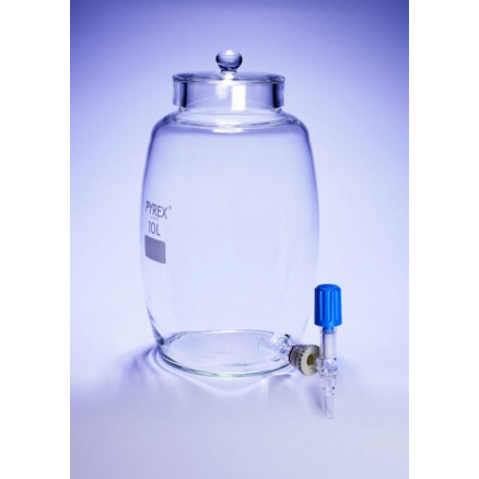BONBONNE EN VERRE PYREX 5L AVEC COUVERCLE +SORTIE ROBINET