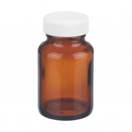 FLACON VERRE AMBRE BOUCH. PP JOINT PTFE WHEATON 60ML-X24