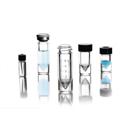 FLACON V VIAL VERRE CLAIR 5ML GRADUE AVEC BOUCHON A VIS -X12