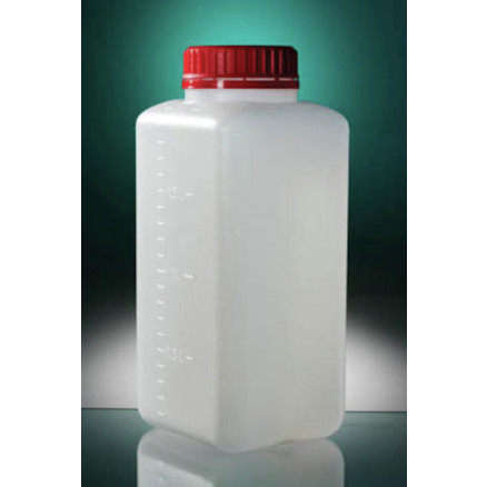 FLACON CARRE LO ASEPTIQUE HDPE 2L CAPE A VIS JOINTE ROUGE X50