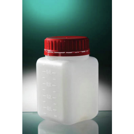 FLACON CARRE LO ASEPTIQUE HDPE 500ML CAPE A VIS ROUGE - X140