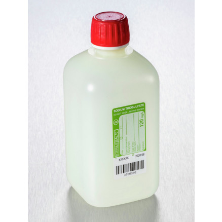 FLACON CARRE PEHD OE ROUGE 500 ML STERILE+THIO 60 MG X100