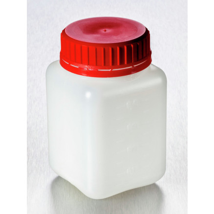 FLACON CARRE PEHD LO TYPE F 500 ML B.ROUGE STERILE X 140