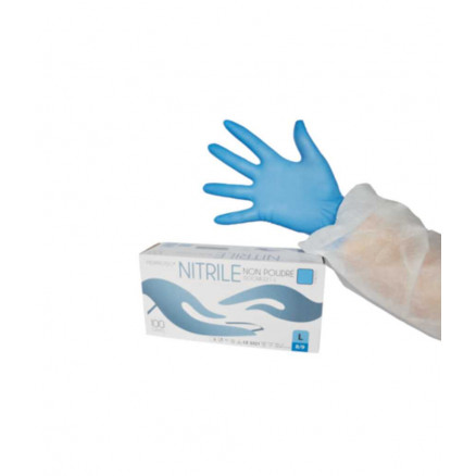GANT NITRILE BLEU  NON POUDRE 3,5G TAILLE S - BTE 100