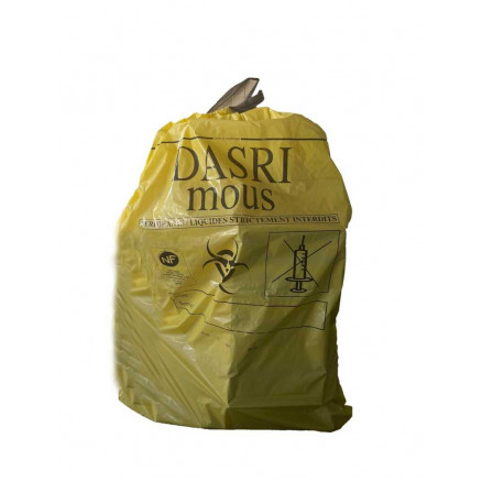 SAC PEBD DASRI JAUNE 100L 15 ROULEAUX DE 20