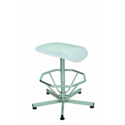 TABOURET  V-KORR BLANC, INOX, PATINS, REPOSE PIEDS