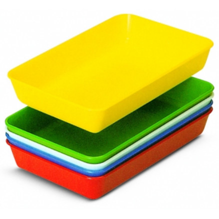 PLATEAU DE LABORATOIRE EN PS JAUNE D.260X196X42MM