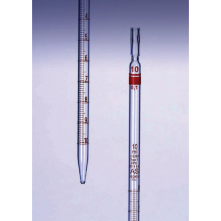 PIPETTE EN VERRE GRADUEE 10ML EN 0,1ML CONF.USP - PACK DE 12