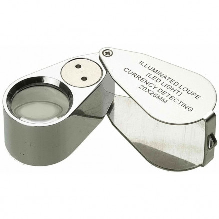 LOUPE PLIANTE DE PRECISION 20X - METAL - LED + UV