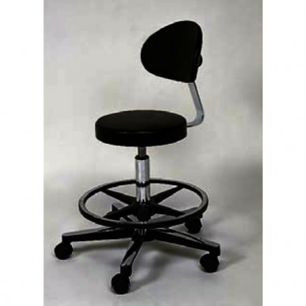TABOURET DE LABORATOIRE AVEC DOSS/ASS NOIR ROULETTE+R.PIEDS