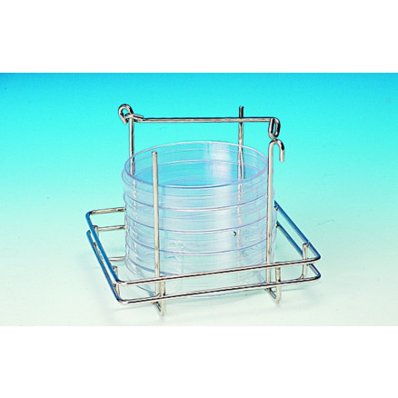 PORTOIR FIL INOX ATL POUR 6 BOITES DE PETRI D90MM A ANSE