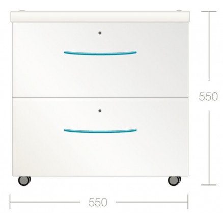 MEUBLE 2 TIROIRS SUR ROULETTES 550X550X650MM HETTICH