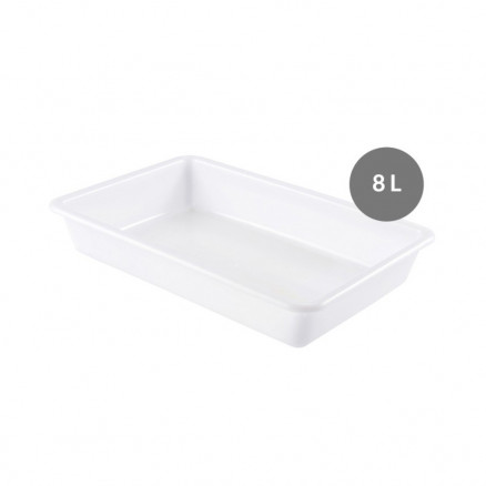 BAC EN PEHD BLANC FORME BASSE CAPACITE 8L - D.490X335X80MM