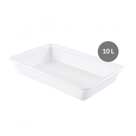 BAC EN PEHD BLANC FORME BASSE CAPACITE 10L - D.540X385X80MM