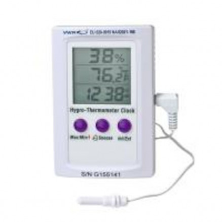 THERMO-HYGROMETRE AVEC HORLOGE TEMP.-50/+70'C - 20/99%HR