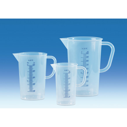BECHER A BEC GRADUE BLEU AVEC ANSE VITLAB PP 1000ML - X6
